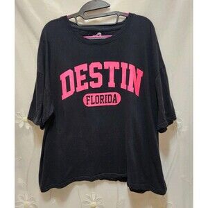 Surf Style Womens XXL Black Pink T-Shirt Destin Florida Beach Vacation Tourist